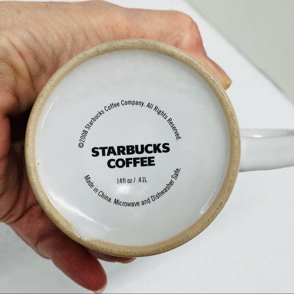 Starbucks Tall Coffee Cup/Mug 14ounce 2008 White w/Starbucks Logo Coffee Bar - Picture 6 of 7
